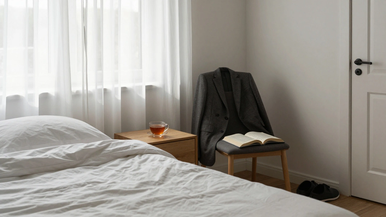 A peaceful bedroom at dawn shows only the quiet aftermath of a respectful visit.