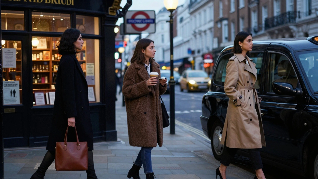Three different types of Euro escorts in London at twilight: independent, student, and high-end, each in their own setting.